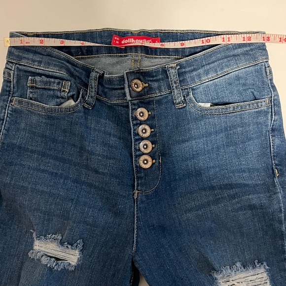 Dollhouse Jeans Women Junior Size 3 Button Fly Distressed Straight Leg Denim - Picture 3 of 11